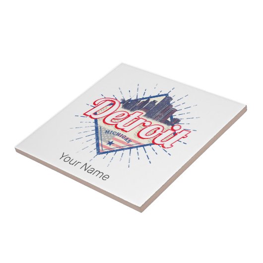 デトロイトミシガン統一された州ズスカイラインヴィンテージUSA タイル (側面)