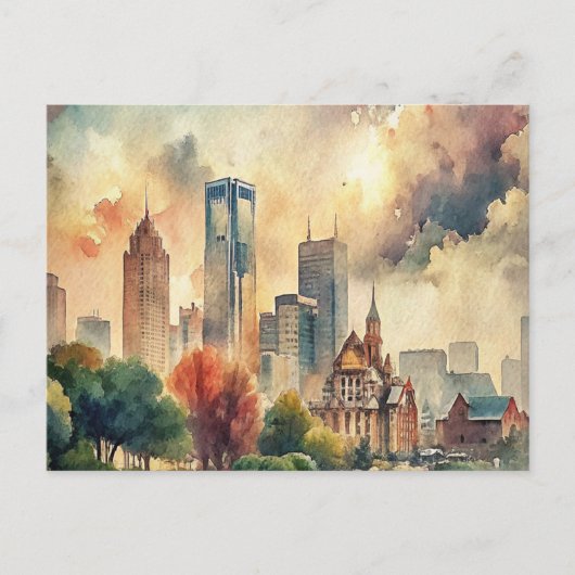 デトロイトミシガン絵を描ウォーターカラー ポストカード (正面)