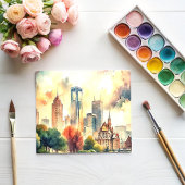 デトロイトミシガン絵を描ウォーターカラー ポストカード