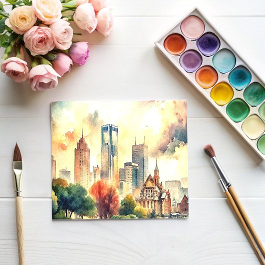 デトロイトミシガン絵を描ウォーターカラー ポストカード