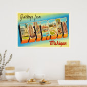 デトロイトミシガンMIオールドヴィンテージ旅行記念品 ポスター (キッチン)