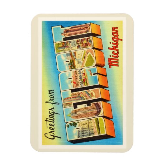 デトロイトミシガンMIオールドヴィンテージ旅行記念品 マグネット (縦)