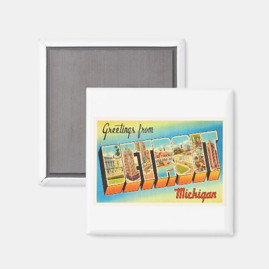 デトロイトミシガンMIオールドヴィンテージ旅行記念品 マグネット (正面/裏面)