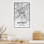 デトロイトミシガンUSAシティトラベルシティマップ ポスター (キッチン)