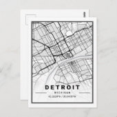 デトロイトミシガンUSAトラベルシティマップ ポストカード (正面/裏面)