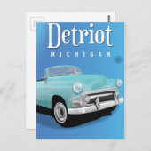 デトロイトミシガンUSAヴィンテージ旅行ポスター ポストカード (正面/裏面)