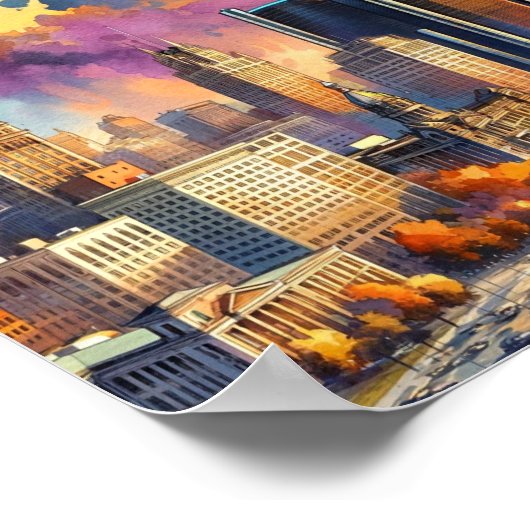 デトロイトミシガンUSA旅行の場所の水色 ポスター (角)