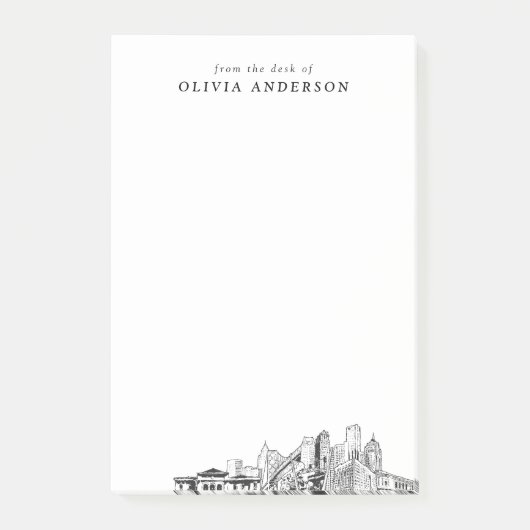 デトロイトモダンプロフェッショナルギフトパーソナライズされた ポストイット (正面)