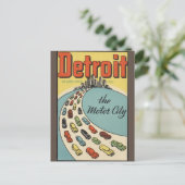 デトロイトモーターシティUSA - Vintage Travel ポストカード (スタンド正面)