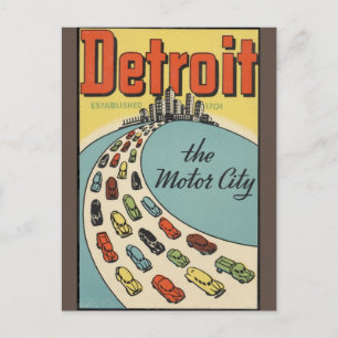デトロイトモーターシティUSA - Vintage Travel ポストカード
