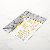 デトロイトラブロケーター |結婚式の日付の保存 箔招待状 (回転した状態)