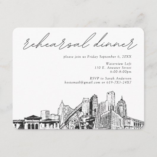 デトロイトリハーサル結婚ディナーのエンクロージャカード エンクロージャーカード (正面)