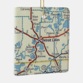 デトロイトレイクスMNヴィンテージマップ セラミックオーナメント (右)