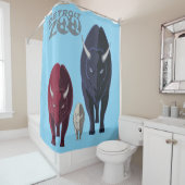 デトロイト動物園赤白青バイソンシャワーカーテン シャワーカーテン (インサイチュ)