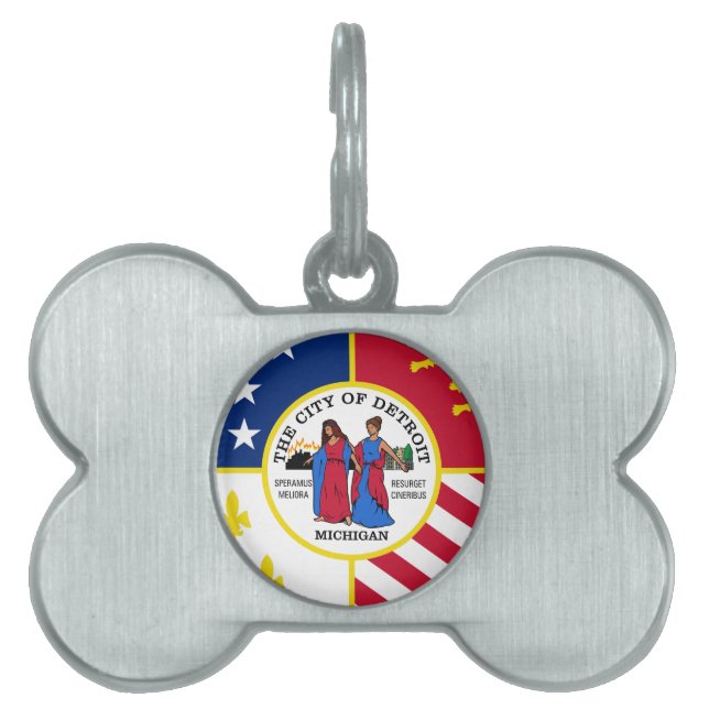 デトロイト国旗、ミシガンペット名タグ ペットネームタグ (正面)