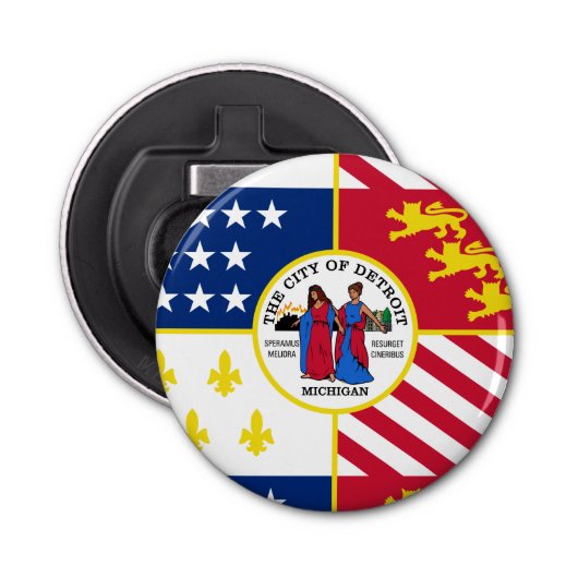 デトロイト国旗、ミシガンボトルオープナー 栓抜き (正面)