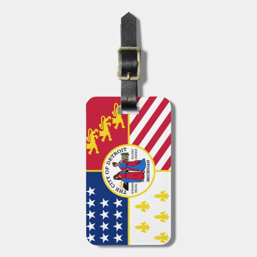 デトロイト国旗、ミシガン州ラゲージタグ ラゲッジタグ (正面縦)