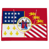 デトロイト国旗、ミシガン抱き枕 ラージペーパーバッグ (正面)