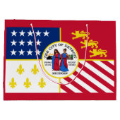 デトロイト国旗、ミシガン抱き枕 ラージペーパーバッグ (裏面)