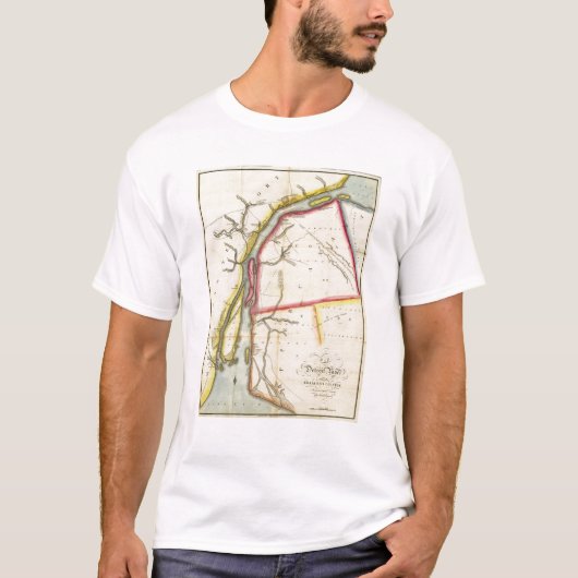 デトロイト川および隣接した国の地図 Tシャツ (正面)