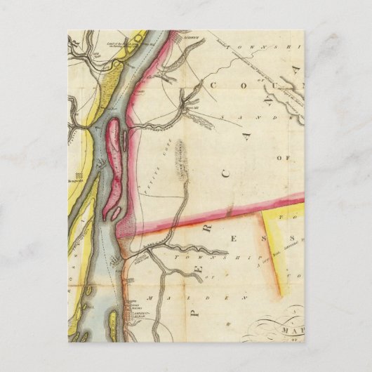 デトロイト川と隣国の地図 ポストカード (正面)