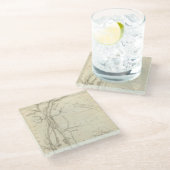 デトロイト川の地図 ガラスコースター (アングル)