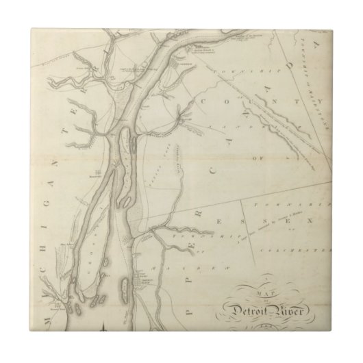 デトロイト川の地図 タイル (正面)