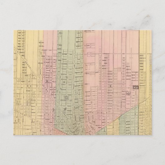 デトロイト市の地図 ポストカード (正面)