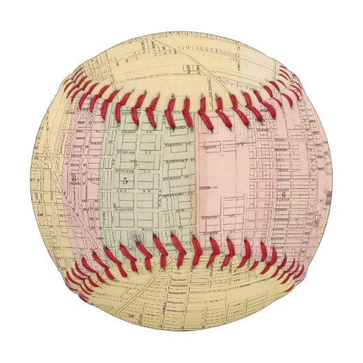 デトロイト市の地図 野球ボール (正面)