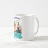 デトロイト市スカイラインの旅行ポスター コーヒーマグカップ (正面右)
