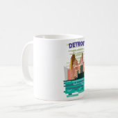 デトロイト市スカイラインの旅行ポスター コーヒーマグカップ (正面左)