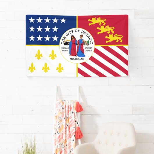 デトロイト市旗USA統一された州アメリカのシンボル 横断幕 (インサイチュ)