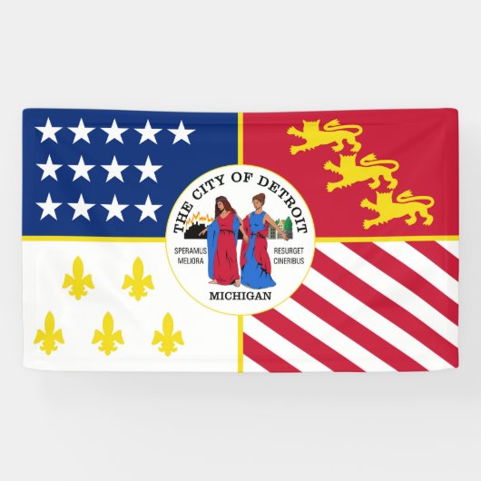 デトロイト市旗USA統一された州アメリカのシンボル 横断幕 (横)
