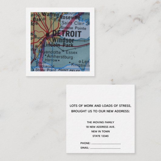 デトロイト引っ越しました新しいアドレスカード エンクロージャーカード (正面/裏面)