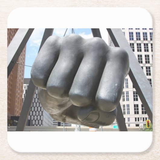 デトロイト握りこぶし スクエアペーパーコースター (正面)