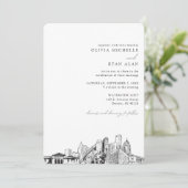 デトロイト結婚のカスタムスカイラインスケッチ招待状 招待状 (スタンド正面)