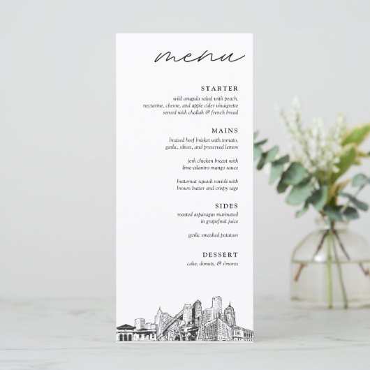 デトロイト結婚のディナーメニュー メニュー (スタンド正面)