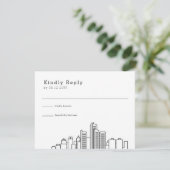 デトロイト結婚ス |スタイル化されたスカイラインRSVP 出欠カード (スタンド正面)