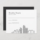 デトロイト結婚ス |スタイル化されたスカイラインRSVP 出欠カード (正面/裏面)