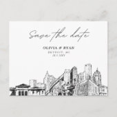 デトロイト結婚式の日付はがきを保存 ポストカード (正面)