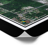 デトロイト首都空港衛星地図ポスター ポスター (角)