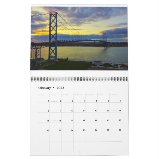 デトロイト2020月次カレンダーの表示 カレンダー (2月 2026)