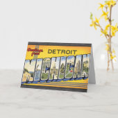 デトロイト·ミシガンからのご挨拶、ヴィンテージ カード (黄色い花)