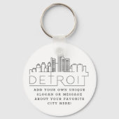 デトロイト、ミシガンスタイルのスカイライン |スローガンカスタムの作成 キーホルダー (正面)