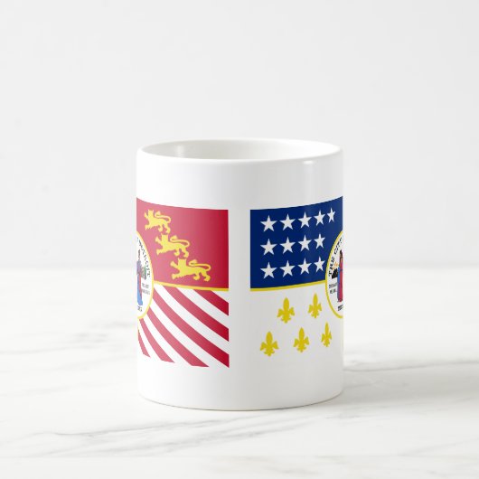 デトロイト、ミシガン州の旗 コーヒーマグカップ (中央)