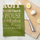 デトロイト、ミシガン州の魅力及び有名な場所 キッチンタオル (四つ折り)