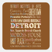 デトロイト、ミシガン州の魅力及び有名な場所 スクエアシール (正面)