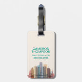 デトロイト、ミシガン州|都市スカイライン ラゲッジタグ (裏面縦)