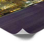 デトロイト、ミシガン・スカイラインの夜 ポスター (角)