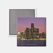 デトロイト、ミシガン・スカイラインの夜 マグネット (正面/裏面)